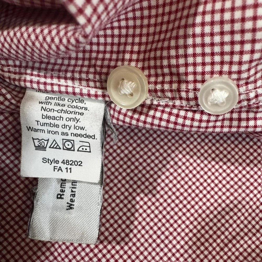 J. Crew Men Red White Gingham Button Down Shirt Medium Cotton Classic EUC